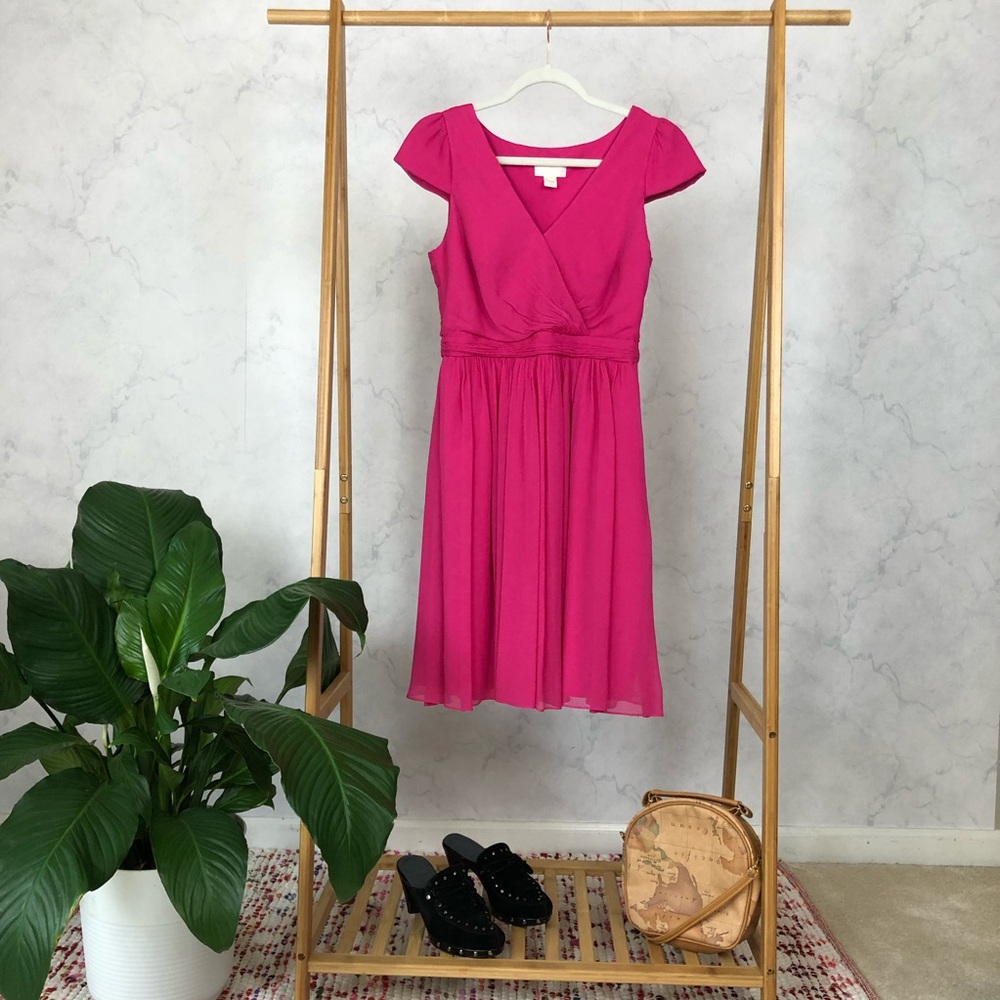 J. Crew Mirabelle Pink Silk Cap Sleeve Dress